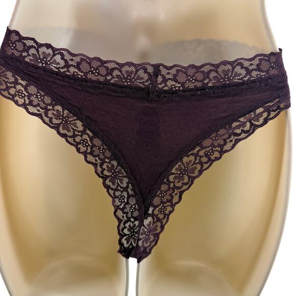 Aerie Cheekiest Cheeky Pantie Lace Burgundy Womens Large - Picture 4 of 5